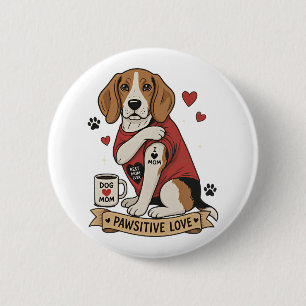 Tattoo Beagle Dog Illustration I Heart Mom 6 Cm Round Badge