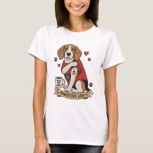 Tattoo Beagle Dog Illustration I Heart Mom T-Shirt