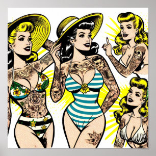 Tattoo Bikini Pin-up Comics Poster