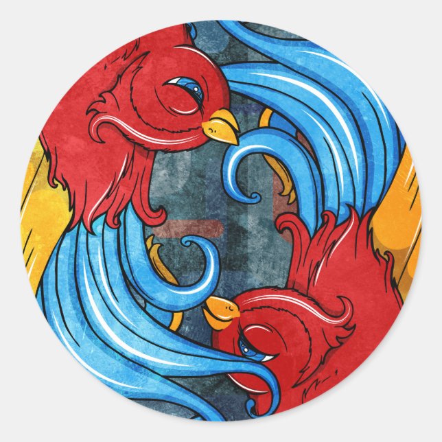 Tattoo Birds Classic Round Sticker (Front)