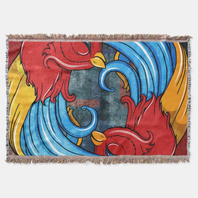 Tattoo Birds Throw Blanket (Front)