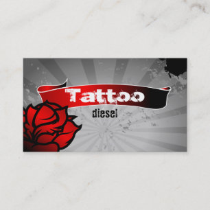Tattoo Business Card Red Rose Grey