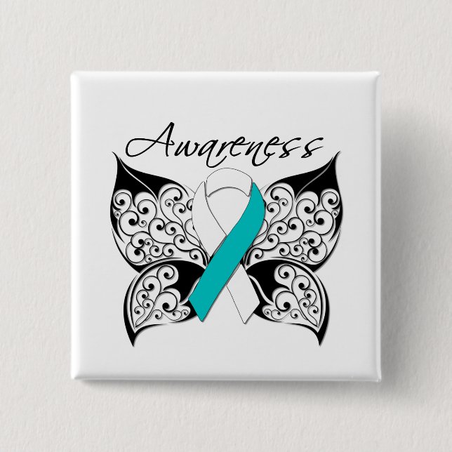 Tattoo Butterfly Awareness - Cervical Cancer 15 Cm Square Badge (Front)