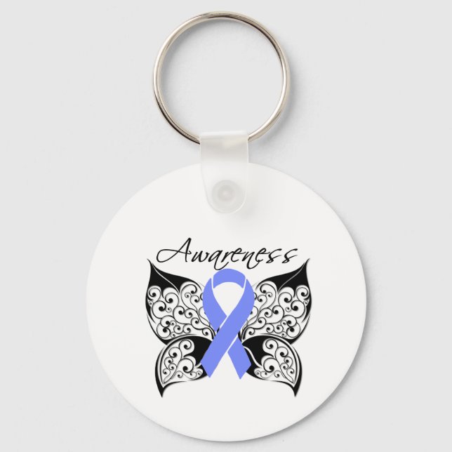 Tattoo Butterfly Awareness - Oesophageal Cancer Key Ring (Front)