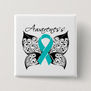 Tattoo Butterfly Awareness - Ovarian Cancer 15 Cm Square Badge