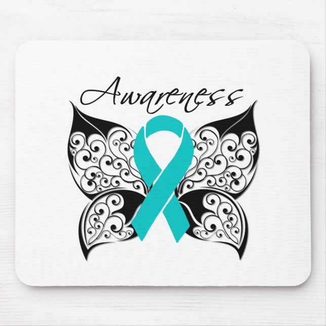 Tattoo Butterfly Awareness - Ovarian Cancer Mouse Pad (Front)