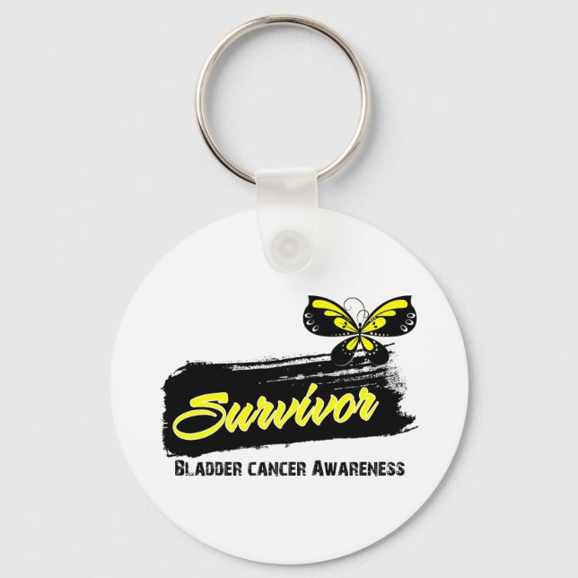 Tattoo Butterfly Bladder Cancer Survivor Key Ring (Front)