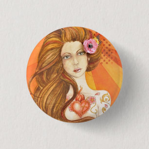 Tattoo Chick Flare Jamie Dougherty Designs 3 Cm Round Badge