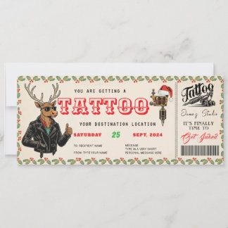 Tattoo Christmas Gift Ticket Certificate Voucher Invitation