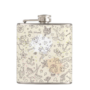 Tattoo concept pattern hip flask