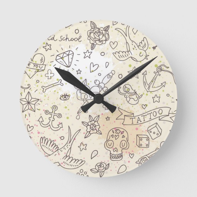 Tattoo concept pattern round clock (Front)