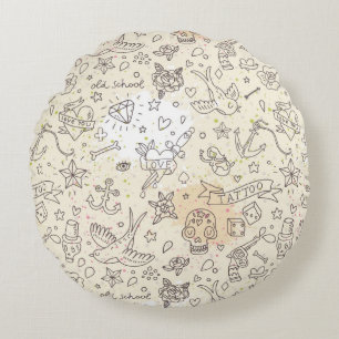 Tattoo concept pattern round cushion