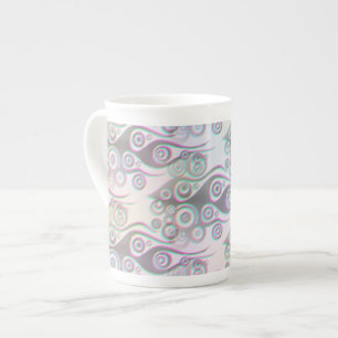 Tattoo flames & circles pattern + your backgr. bone china mug