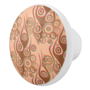 Tattoo flames & circles pattern + your backgr. ceramic knob