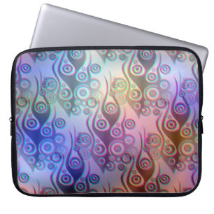 Tattoo flames & circles pattern + your backgr. laptop sleeve