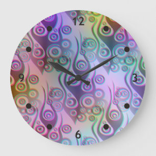 Tattoo flames & circles pattern + your backgr. large clock