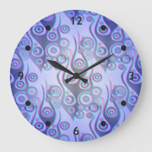 Tattoo flames & circles pattern + your backgr. large clock