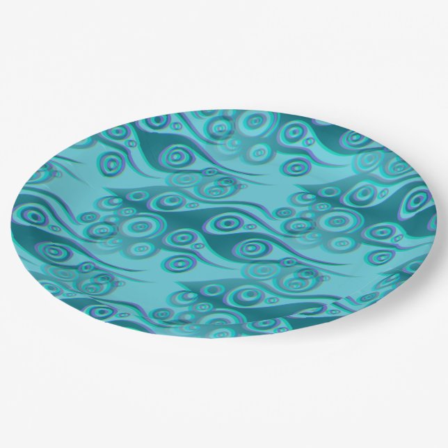 Tattoo flames & circles pattern + your backgr. paper plate (Angled)