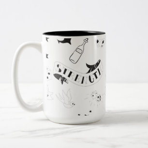 Tattoo Flash Hope Stickers Two-Tone Coffee Mug