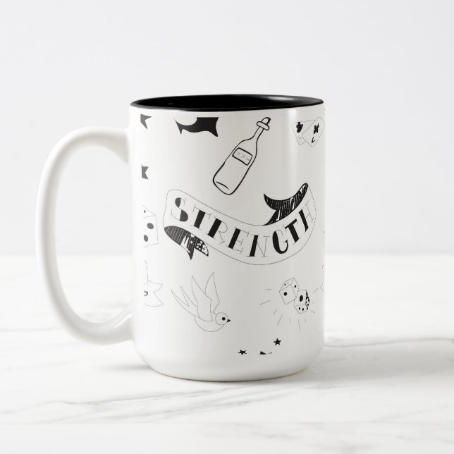 Tattoo Flash Hope Stickers Two-Tone Coffee Mug (Left)