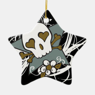 Tattoo Fluer Skull Holiday Ornament