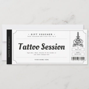 Tattoo Gift Card Ticket Voucher Certificate