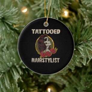 Tattoo Gift I Skull Women Hairdresser Ceramic Ornament