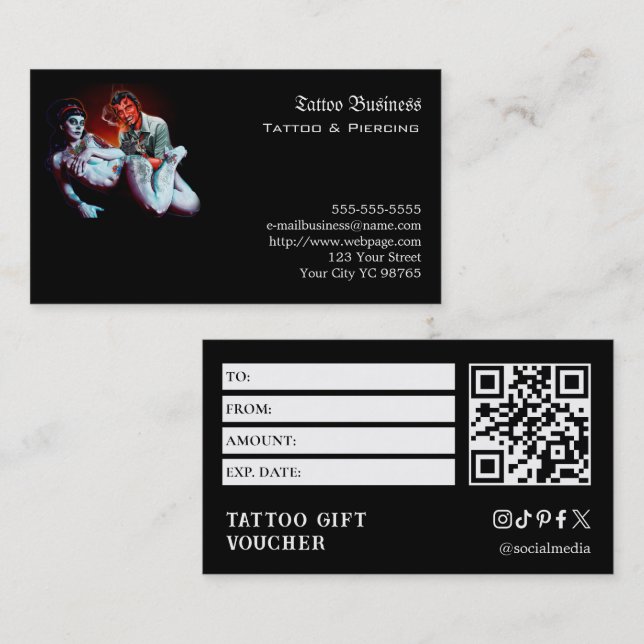 Tattoo Gift Voucher Business Card (Front/Back)