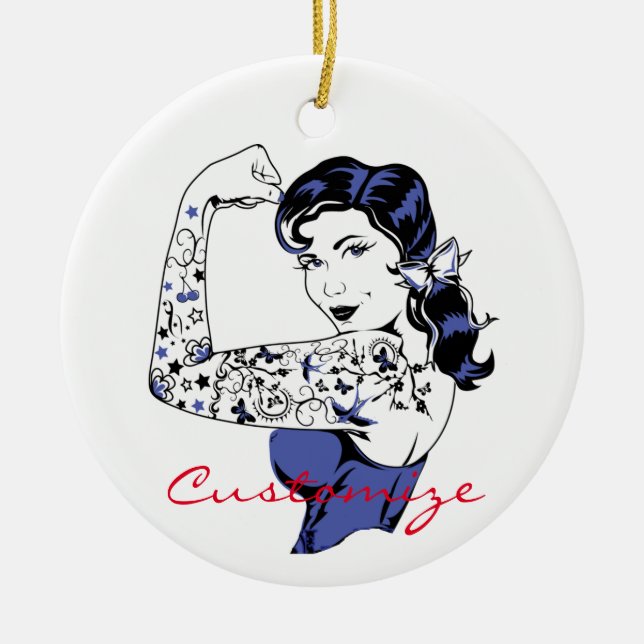 Tattoo Girl Arm Up Thunder_Cove Ceramic Ornament (Front)