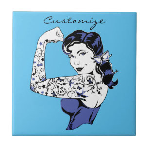 Tattoo Girl Arm Up Thunder_Cove Ceramic Tile