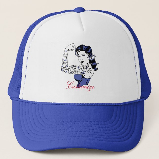 Tattoo Girl Arm Up Thunder_Cove Trucker Hat (Front)