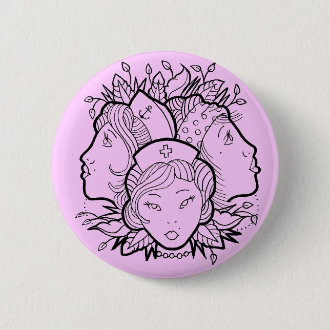 tattoo girls 6 cm round badge (Front)