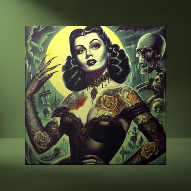 Tattoo Goth Woman Ceramic Tile (Creator Uploaded)