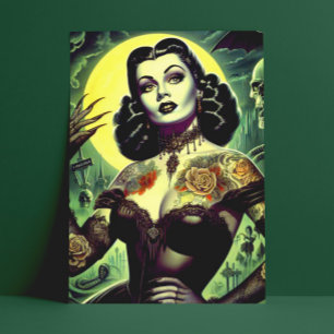 Tattoo Goth Woman Postcard