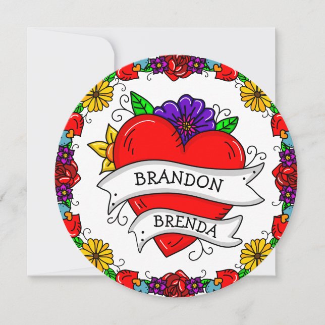 Tattoo Graffiti Art Style Wedding  Invitation (Front)