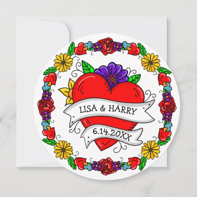 Tattoo Graffiti Art Style Wedding  Save the Date Invitation (Front)