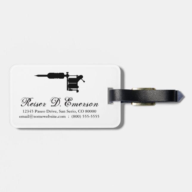 tattoo gun luggage tag (Back Horizontal)