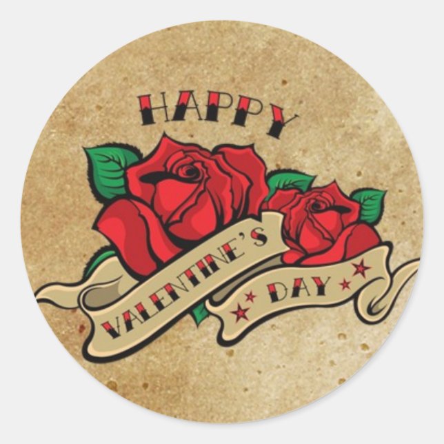 Tattoo Happy Valentine's Day Rose Sticker (Front)