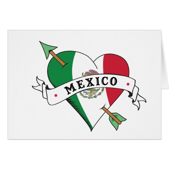 Tattoo Heart and Arrow with Mexican Flag (Front Horizontal)
