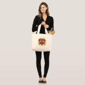 Tattoo Heart Drummer Chick Large Tote Bag (Front (Model))