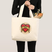 Tattoo Heart Drummer Chick Large Tote Bag (Front (Product))