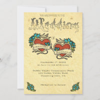 Tattoo Hearts and Tattooed Lettering Wedding