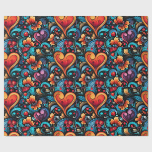 Tattoo Hearts Digital Theme 1 Wrapping Paper