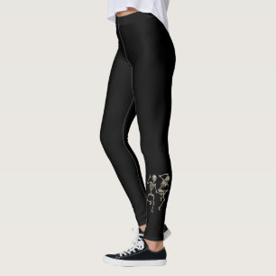 Tattoo-inspired Dancing Skeletons Leggings