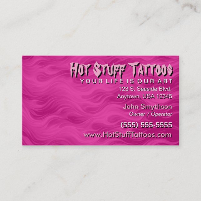 Tattoo Inspired Ghosted Flame Background Business Card (Front)