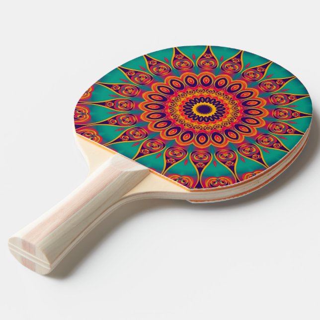 Tattoo Kaleidoscope Fractal II Ping Pong Paddle (Front Angle)