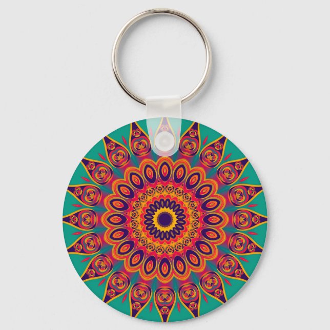 Tattoo Kaleidoscope Fractal Key Ring (Front)