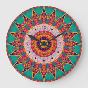 Tattoo Kaleidoscope Fractal Large Clock