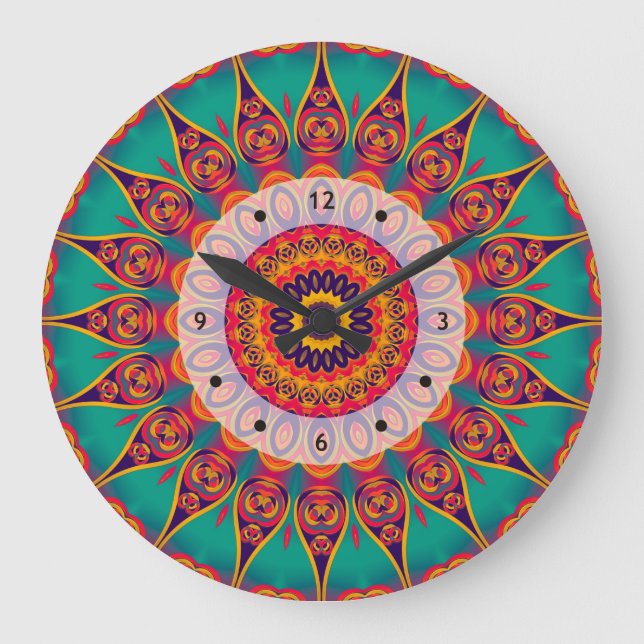 Tattoo Kaleidoscope Fractal Large Clock (Front)