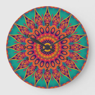Tattoo Kaleidoscope Fractal Large Clock